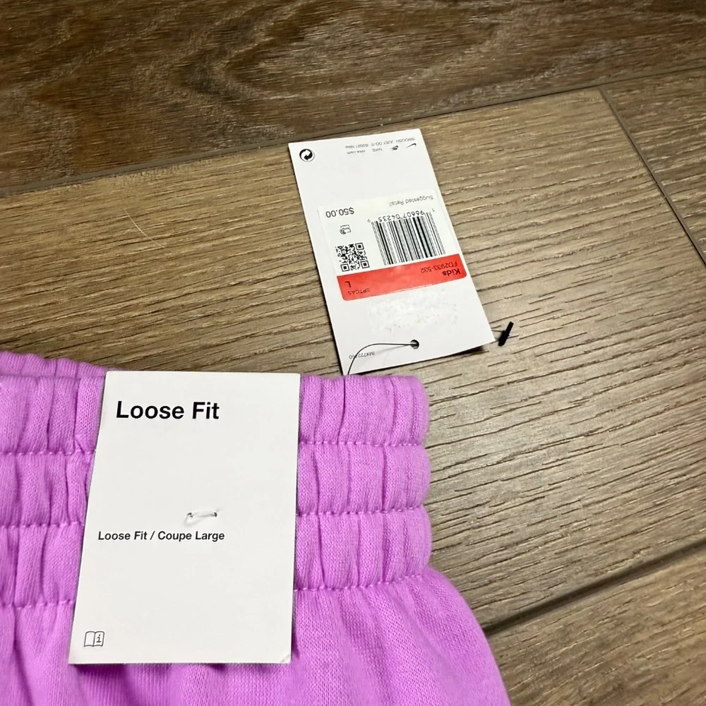 Nike Girls Loose Fit Sweatpants Size L Rush Fuchsia Back to School NWT Fleece - Picture 5 of 14